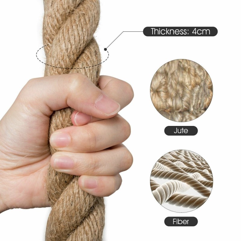 Keltainen juuttiköysi harjoitteluun, lämpötiivistetyt päädyt, 3-9 m