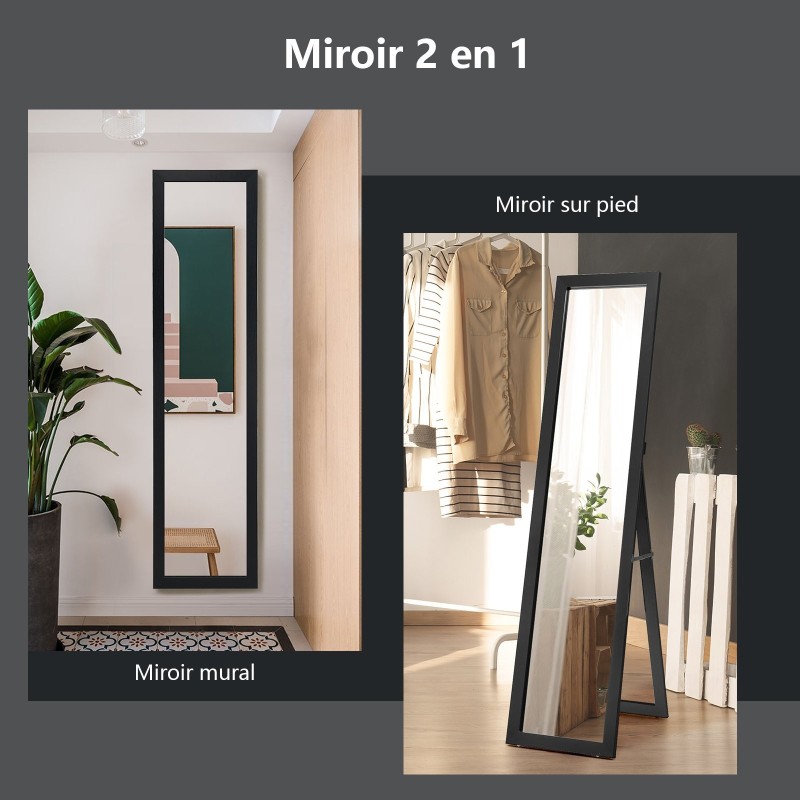 Kaksikäyttöinen kokovartalopeili mustalla MDF-kehyksellä