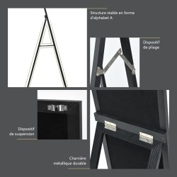 Kaksikäyttöinen kokovartalopeili mustalla MDF-kehyksellä