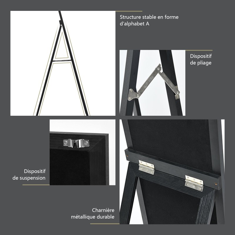 Kaksikäyttöinen kokovartalopeili mustalla MDF-kehyksellä