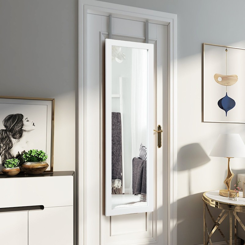 Valkoinen kokovartalopeili säädettävillä koukuilla 120x37 cm