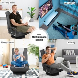 Taitettava harmaa lattiasohva, 6-asentoinen selkänoja, ergonominen design Taitettava harmaa lattiasohva, 6-asentoinen selkänoja, ergonominen design