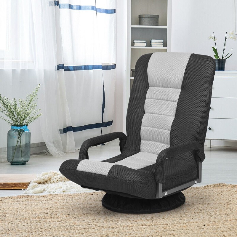 Taitettava harmaa lattiasohva, 6-asentoinen selkänoja, ergonominen design Taitettava harmaa lattiasohva, 6-asentoinen selkänoja, ergonominen design