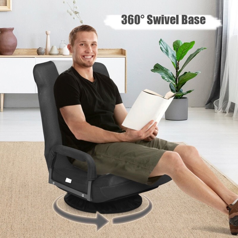 Taitettava harmaa lattiasohva, 6-asentoinen selkänoja, ergonominen design Taitettava harmaa lattiasohva, 6-asentoinen selkänoja, ergonominen design