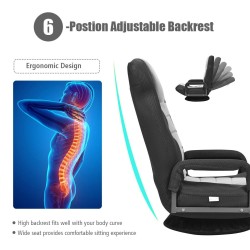 Taitettava harmaa lattiasohva, 6-asentoinen selkänoja, ergonominen design Taitettava harmaa lattiasohva, 6-asentoinen selkänoja, ergonominen design