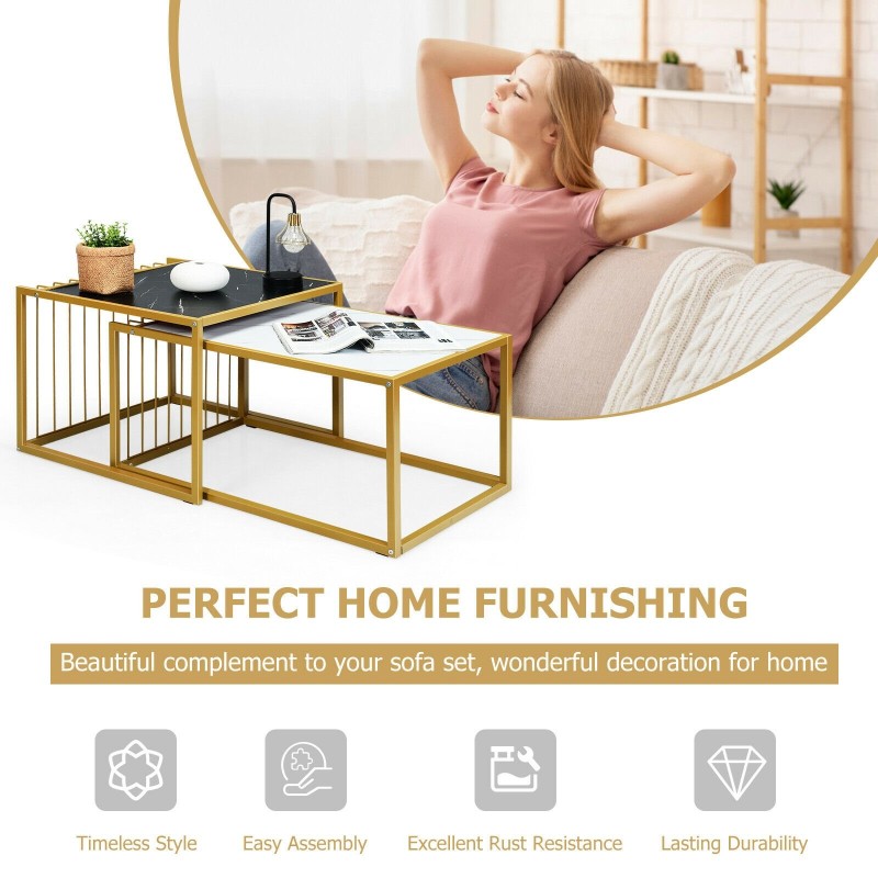 Moderni pöytäsarja, vedenkestävä faux-marmori, musta-valkoinen Moderni pöytäsarja, vedenkestävä faux-marmori, musta-valkoinen