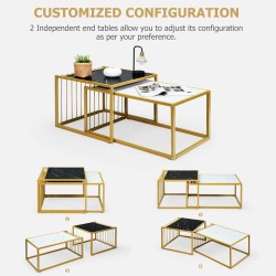 Moderni pöytäsarja, vedenkestävä faux-marmori, musta-valkoinen Moderni pöytäsarja, vedenkestävä faux-marmori, musta-valkoinen