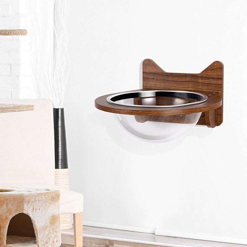 Seinään kiinnitettävä läpinäkyvä kissanpeti ruskea