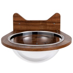 Seinään kiinnitettävä läpinäkyvä kissanpeti ruskea