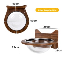 Seinään kiinnitettävä läpinäkyvä kissanpeti ruskea