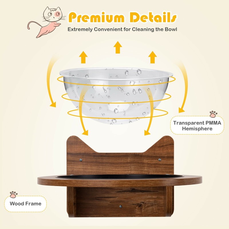 Seinään kiinnitettävä läpinäkyvä kissanpeti ruskea