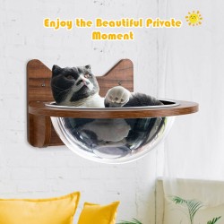 Seinään kiinnitettävä läpinäkyvä kissanpeti ruskea