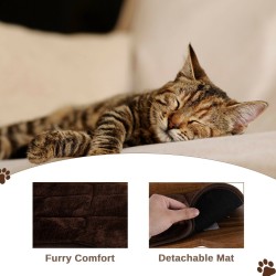 Seinään kiinnitettävä kissan kiipeilyteline ja leikkisilta ruskea