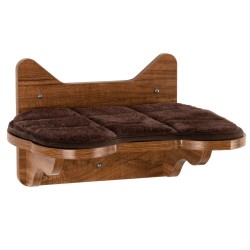 Seinään kiinnitettävä kissan kiipeilyteline ja leikkisilta ruskea