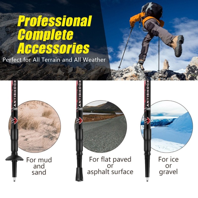 Säädettävät alumiiniset vaellussauvat musta 65-135 cm