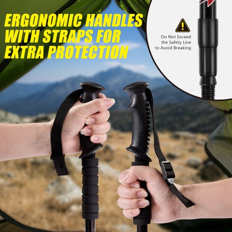 Säädettävät alumiiniset vaellussauvat musta 65-135 cm