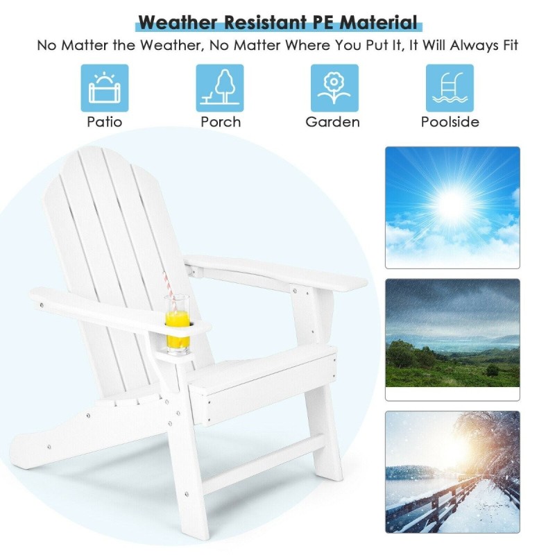 Ergonominen valkoinen ulkotuoli mukitelineellä patioon