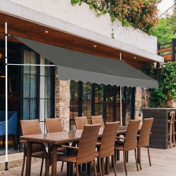 Sisäänvedettävä harmaa markiisi käsikammella ulkokäyttöön