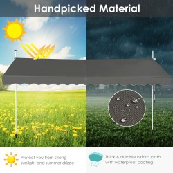 Sisäänvedettävä harmaa markiisi käsikammella ulkokäyttöön