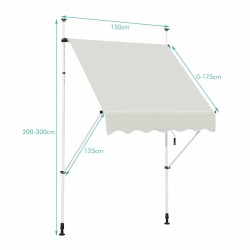 Teleskooppimarkiisi UV-suoja vedenpitävä 150x120 cm beige