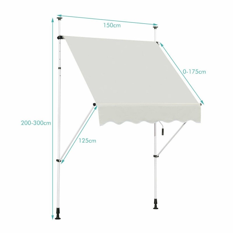 Teleskooppimarkiisi UV-suoja vedenpitävä 150x120 cm beige