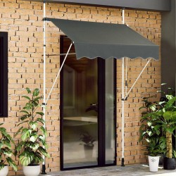 Ulosvedettävä harmaa markiisi säädettävällä korkeudella ja kampimekanismilla