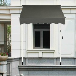 Ulosvedettävä harmaa markiisi säädettävällä korkeudella ja kampimekanismilla