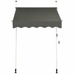 Ulosvedettävä harmaa markiisi säädettävällä korkeudella ja kampimekanismilla