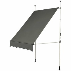 Ulosvedettävä harmaa markiisi säädettävällä korkeudella ja kampimekanismilla