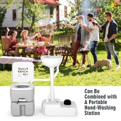 Kannettava harmaa retkivessa 20L säiliöllä ja huuhtelupumpulla