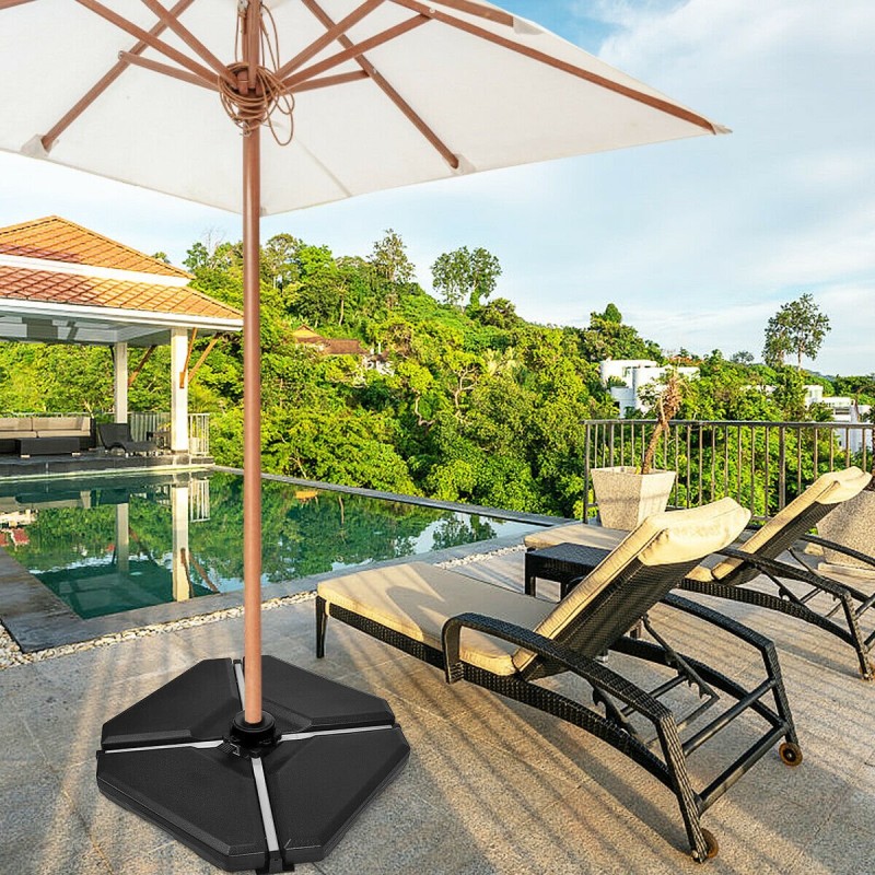 Musta säädettävä aurinkovarjon jalusta ulkokäyttöön 90x90x10 cm