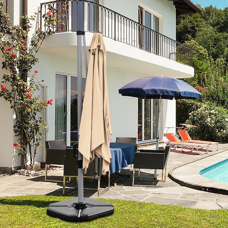 Musta säädettävä aurinkovarjon jalusta ulkokäyttöön 90x90x10 cm