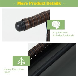 Taitettava ruskea rottinkinen kahvipöytä teräsrungolla ulkokäyttöön