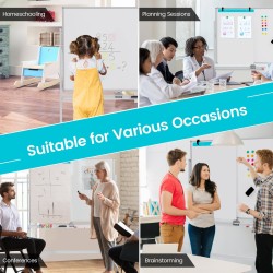 Korkeussäädettävä kaksipuolinen magneettinen valkotaulu pyörillä valkoinen