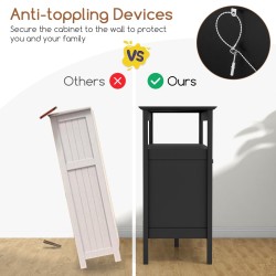 Musta monikäyttöinen keittiökaappi viinitelineellä ja laatikolla