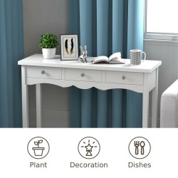 Valkoinen monikäyttöinen kulmapöytä 3 laatikolla kotiin ja toimistoon