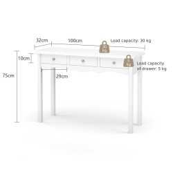 Valkoinen monikäyttöinen kulmapöytä 3 laatikolla kotiin ja toimistoon