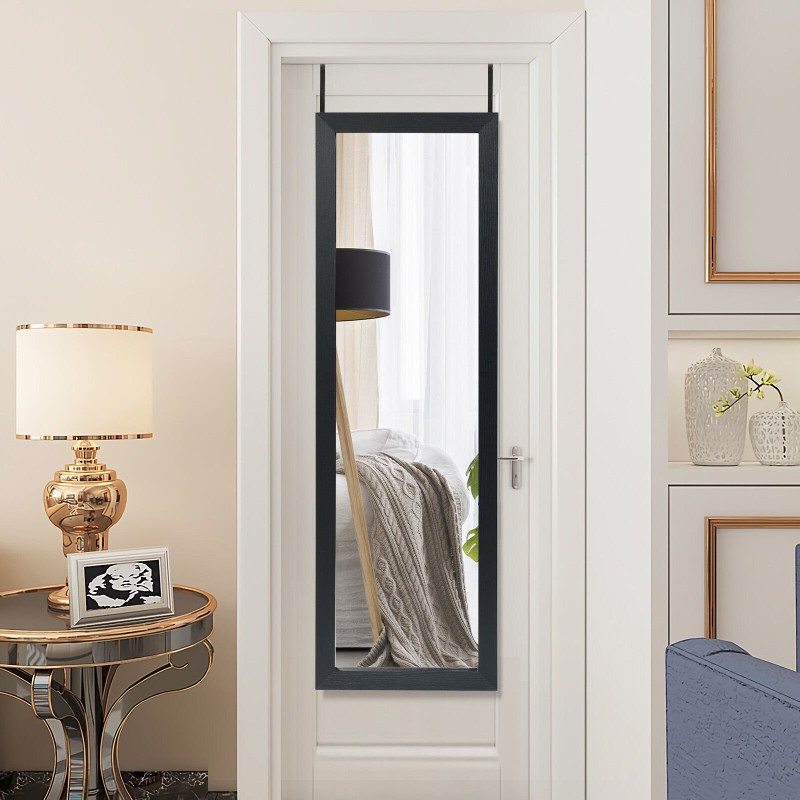 Musta säädettävä kokovartalopeili ovi- ja seinäkiinnityksellä