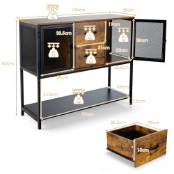 Teollinen monikäyttöinen sivupöytä ruskea säilytystilalla