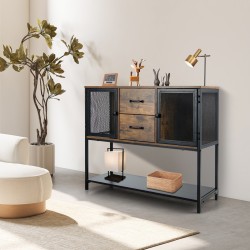 Teollinen monikäyttöinen sivupöytä ruskea säilytystilalla