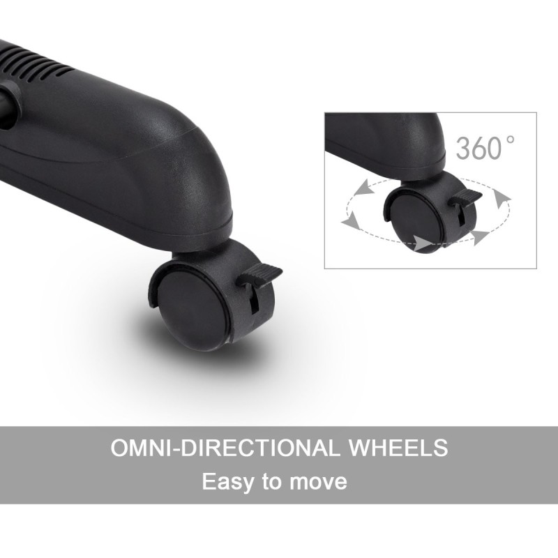 Säädettävä musta vaateteline kenkähyllyllä ja pyörillä