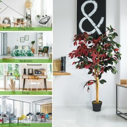 120 cm korkea tekofikuspuu ruukussa, realistinen vihreä kasvi