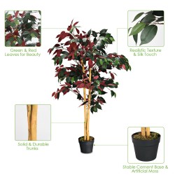 120 cm korkea tekofikuspuu ruukussa, realistinen vihreä kasvi