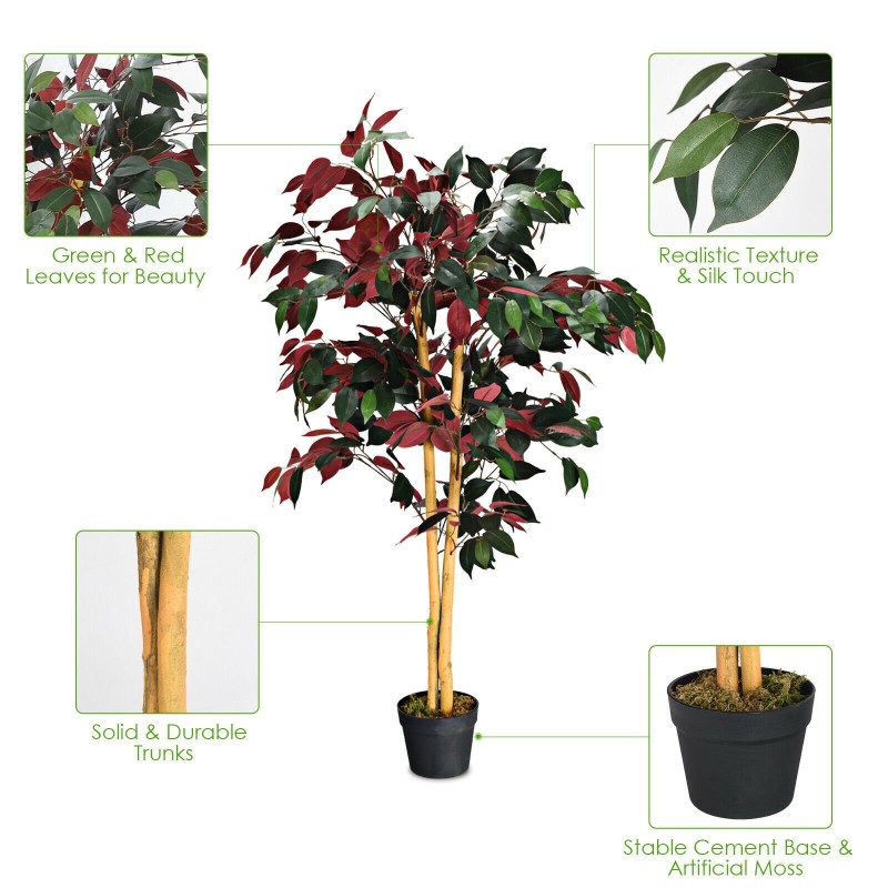 120 cm korkea tekofikuspuu ruukussa, realistinen vihreä kasvi