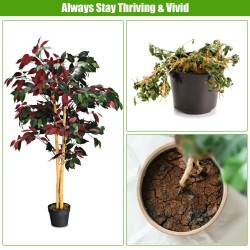 120 cm korkea tekofikuspuu ruukussa, realistinen vihreä kasvi