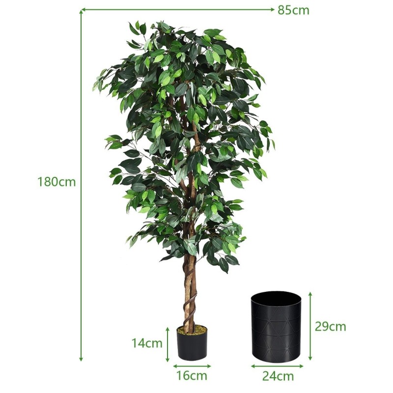 Keinotekoinen ficus-puu 180 cm, luonnollinen vihreä sisustukseen