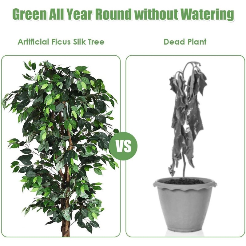 Keinotekoinen ficus-puu 180 cm, luonnollinen vihreä sisustukseen