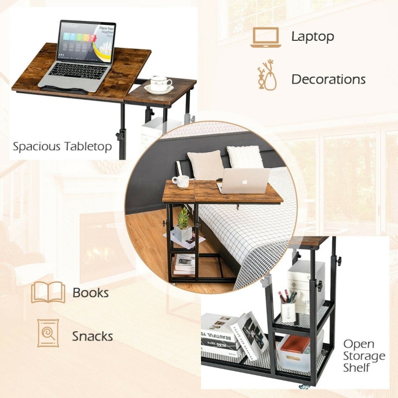 Säädettävä ruskea  kannettavan tietokoneen pöytä sängylle ja sohvalle