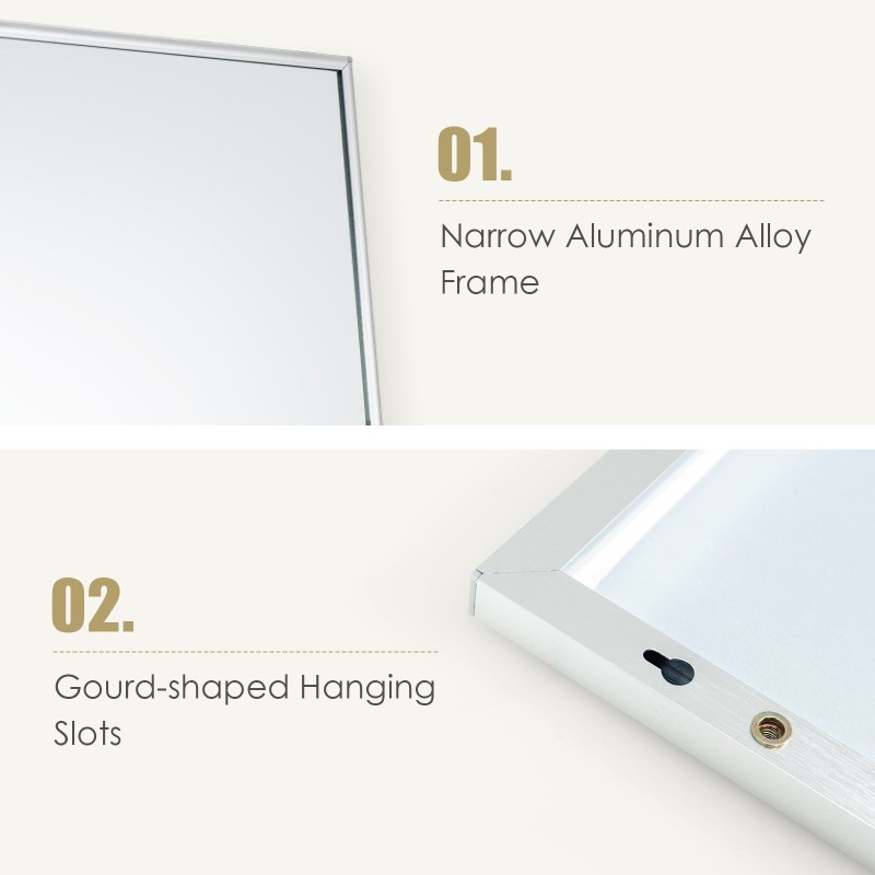 Hopeinen säädettävä kokovartalopeili seinälle tai ovelle