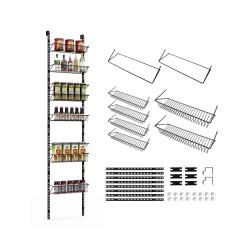 Oven päälle ripustettava musta metallinen säilytyskorijärjestelmä Oven päälle ripustettava musta metallinen säilytyskorijärjestelmä
